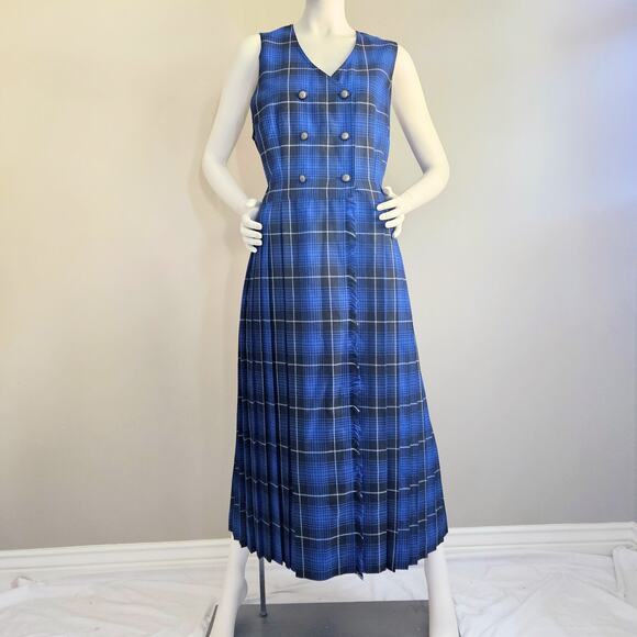 Vintage Susan Bristol Vest Top Jumper Dress Maxi Plaid Size 10 Preppy Modest - Picture 1 of 10